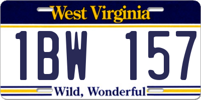 WV license plate 1BW157
