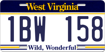 WV license plate 1BW158