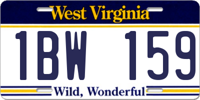 WV license plate 1BW159