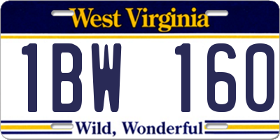 WV license plate 1BW160