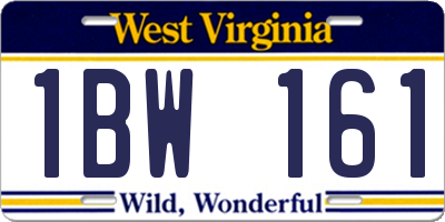 WV license plate 1BW161
