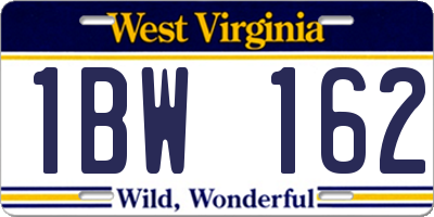 WV license plate 1BW162