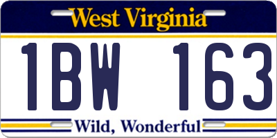 WV license plate 1BW163