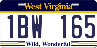 WV license plate 1BW165