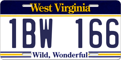 WV license plate 1BW166