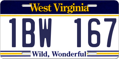 WV license plate 1BW167