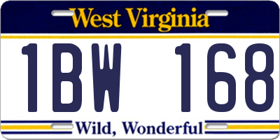 WV license plate 1BW168