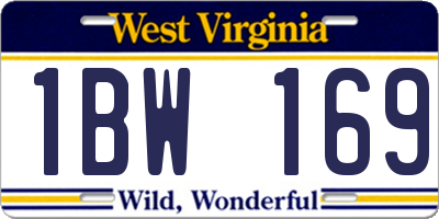 WV license plate 1BW169