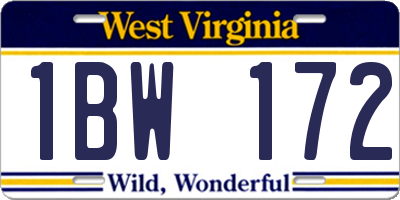 WV license plate 1BW172