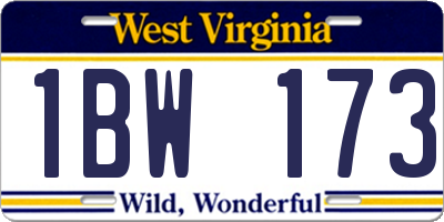 WV license plate 1BW173