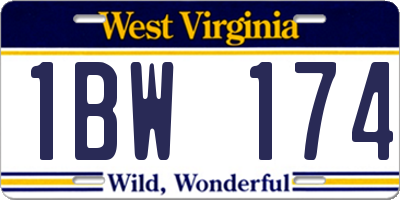 WV license plate 1BW174