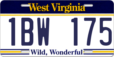 WV license plate 1BW175