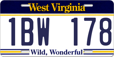 WV license plate 1BW178