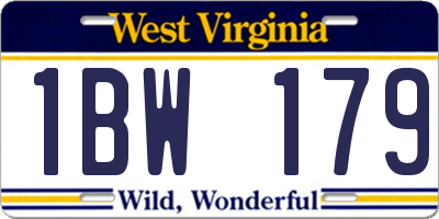 WV license plate 1BW179
