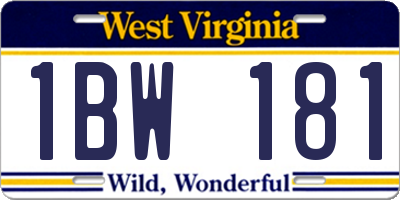 WV license plate 1BW181