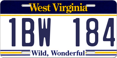 WV license plate 1BW184