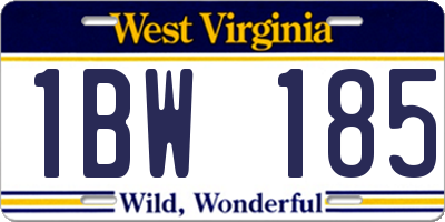 WV license plate 1BW185