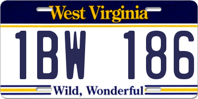 WV license plate 1BW186