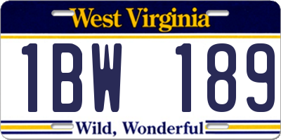WV license plate 1BW189