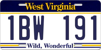 WV license plate 1BW191