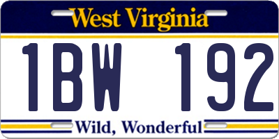 WV license plate 1BW192