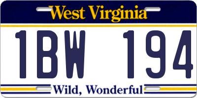 WV license plate 1BW194
