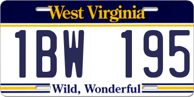 WV license plate 1BW195