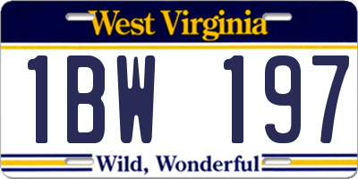 WV license plate 1BW197
