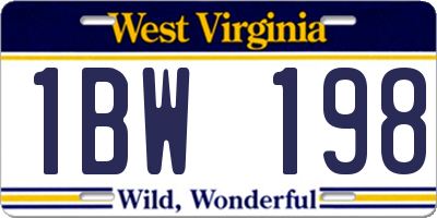 WV license plate 1BW198