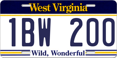 WV license plate 1BW200