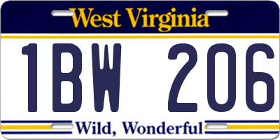 WV license plate 1BW206