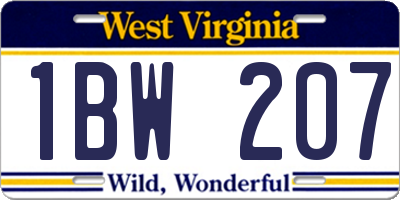 WV license plate 1BW207