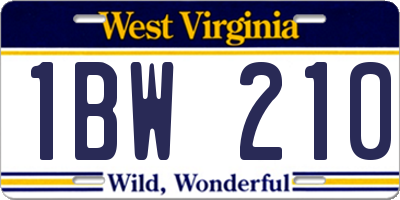 WV license plate 1BW210