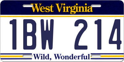 WV license plate 1BW214