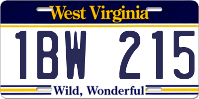 WV license plate 1BW215
