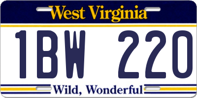 WV license plate 1BW220
