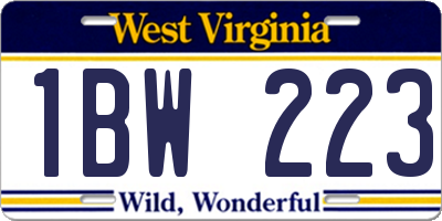 WV license plate 1BW223