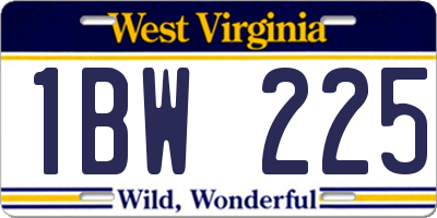 WV license plate 1BW225