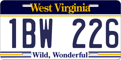 WV license plate 1BW226