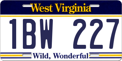 WV license plate 1BW227