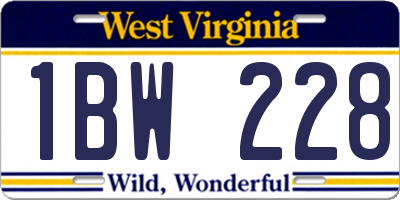 WV license plate 1BW228