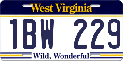 WV license plate 1BW229