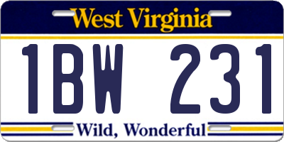 WV license plate 1BW231