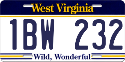 WV license plate 1BW232