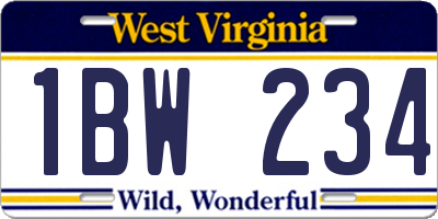 WV license plate 1BW234
