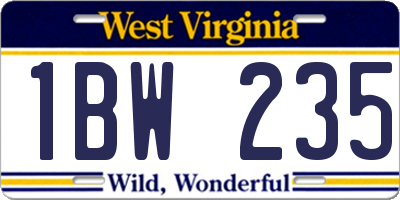 WV license plate 1BW235