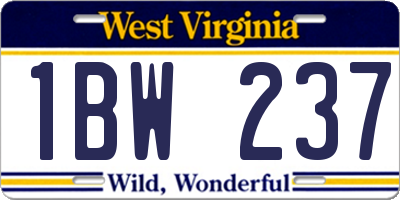 WV license plate 1BW237