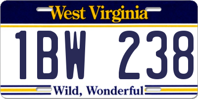 WV license plate 1BW238