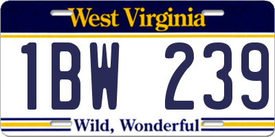 WV license plate 1BW239