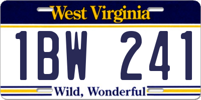 WV license plate 1BW241